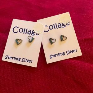 2 new pairs of sterling silver tiny heart earrings